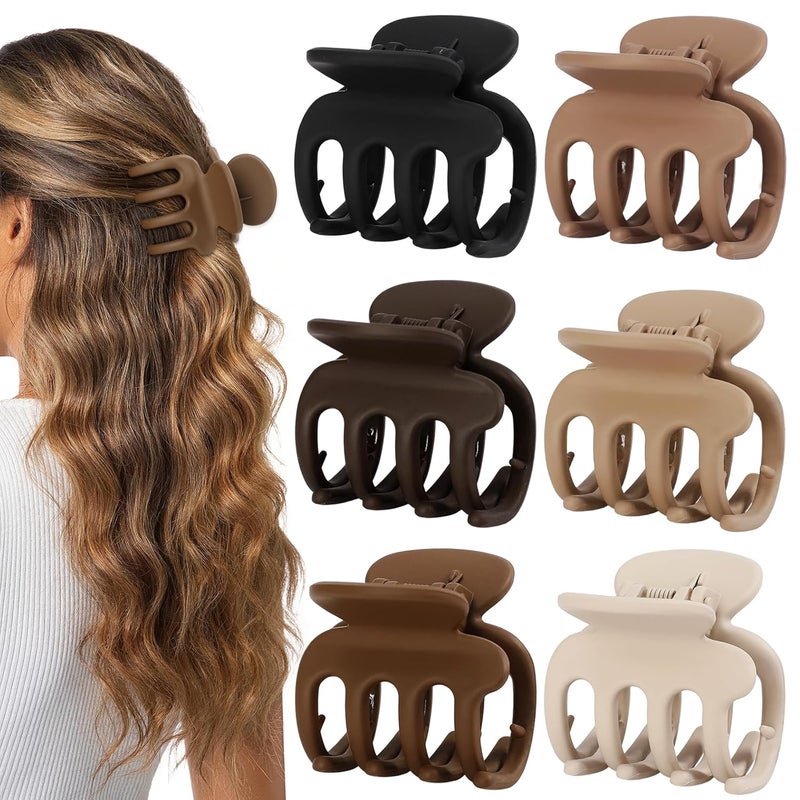 USDNICE 6 Pcs Hair Clips Small Claw Clips for Thin Hair Medium Matte Non-slip Hair Accessories for Women and Girls (Coffee Brown) - Image 1